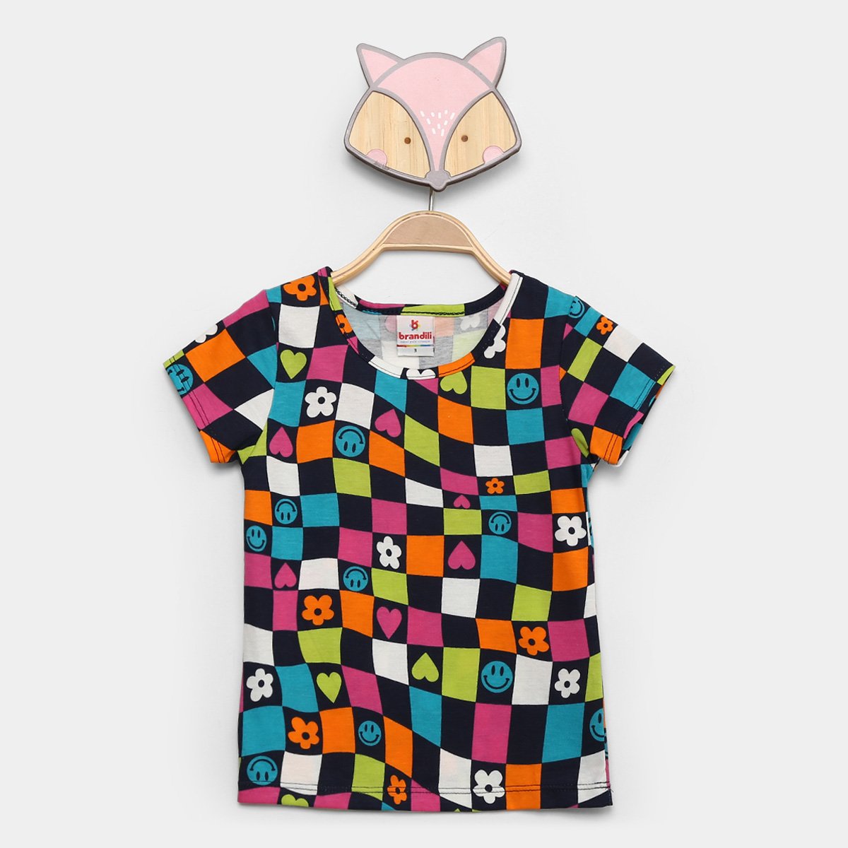 Blusa Infantil Brandili Estampada Menina - Marinho Menor preço em Blusa Infantil Brandili Estampada Menina - Marinho