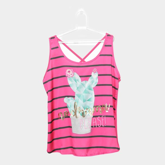 Blusa Infantil Cativa Cacto Listrada Feminina - Rosa