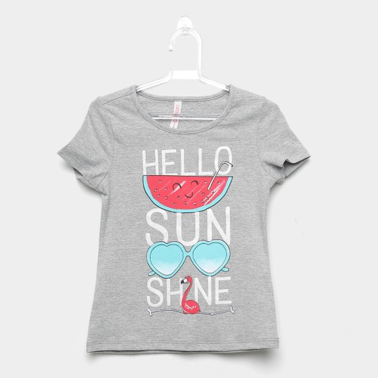 Blusa Infantil Cativa Hello Sunshine Feminina - Cinza Claro