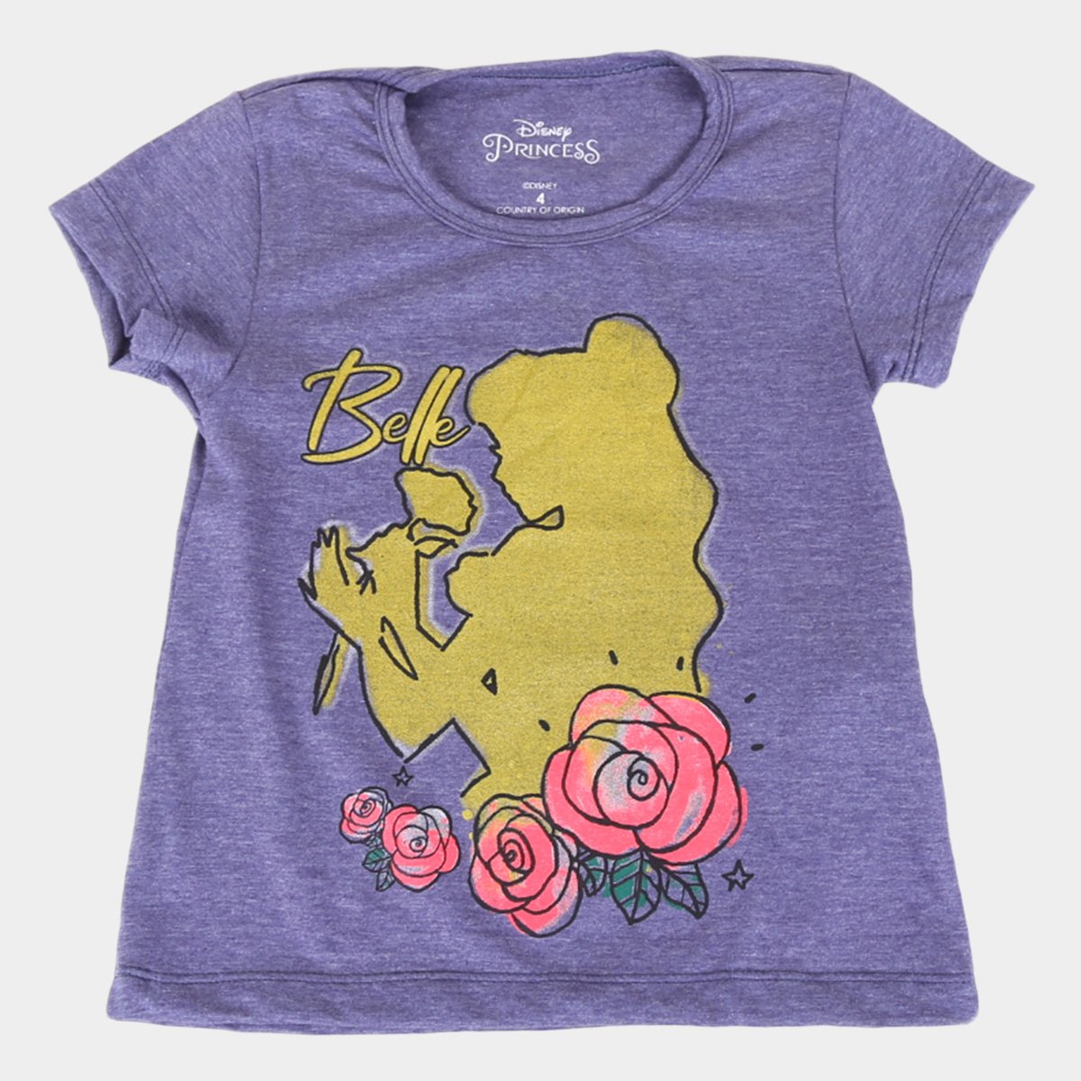 Blusa Infantil Disney Princesas Bella Shine Feminina - Jeans Menor preço em Blusa Infantil Disney Princesas Bella Shine Feminina - Jeans