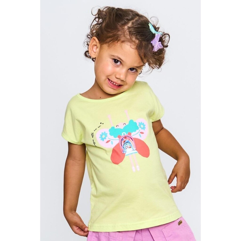 Blusa Infantil Estampa Era Uma Vez Fada Detalhe Tule