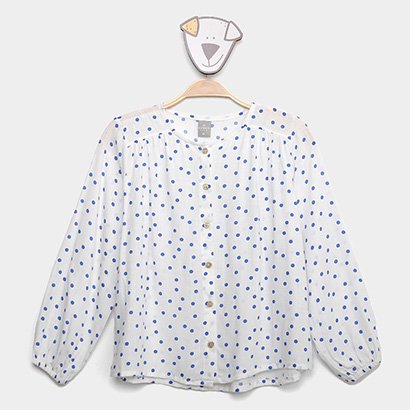 Blusa Infantil Hering Kids Manga Longa Poá Menina - Feminino