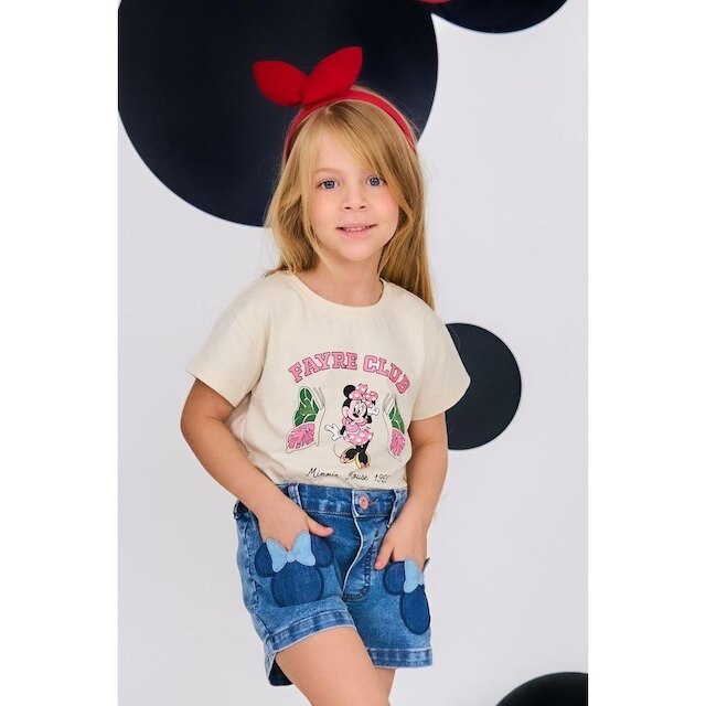 Blusa Infantil Jardim Minnie Mouse Fayre Club Manga Curta