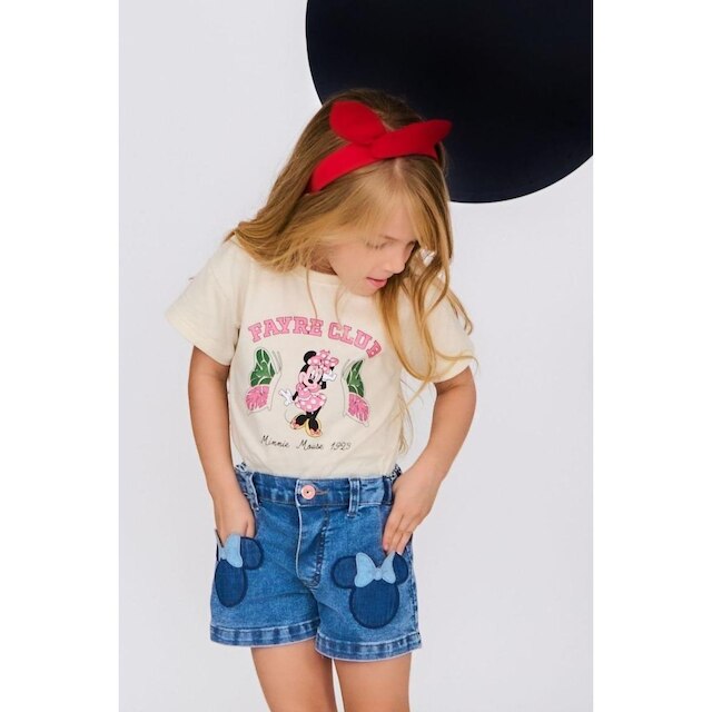 Blusa Infantil Jardim Minnie Mouse Fayre Club Manga Curta