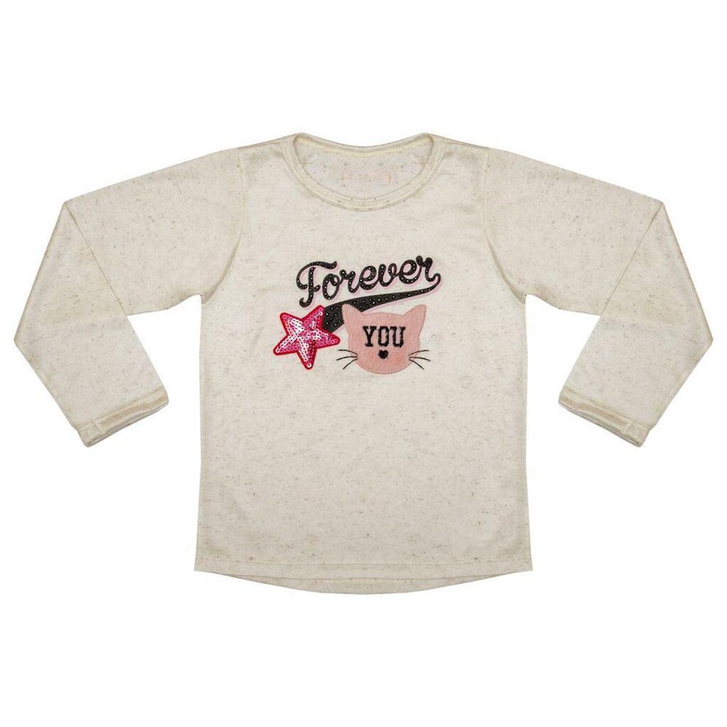 Blusa Infantil Look Jeans Manga Longa Bege - 03 - UNICA