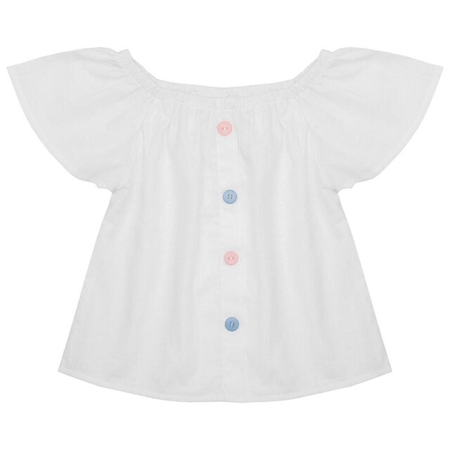 Blusa Infantil Look Jeans Tricoline Branca - BRANCO - 01