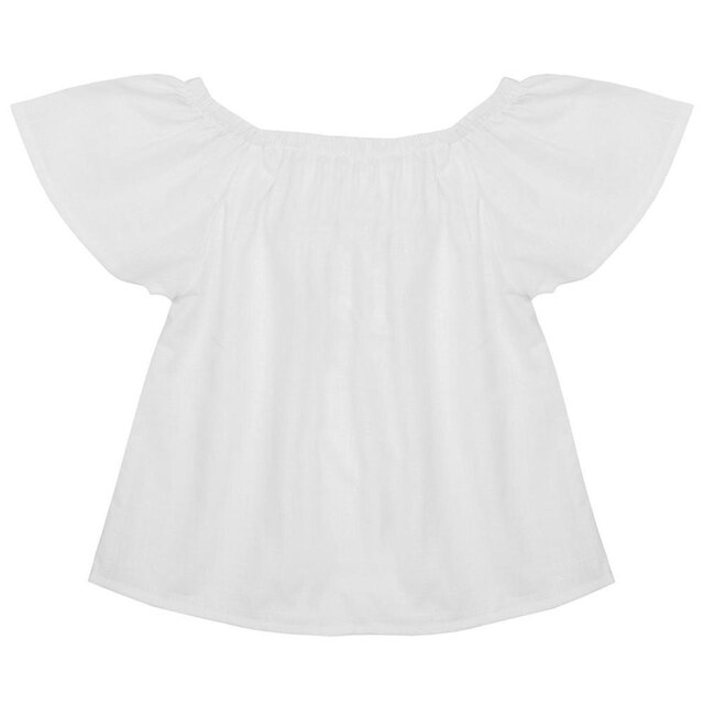 Blusa Infantil Look Jeans Tricoline Branca - BRANCO - 01