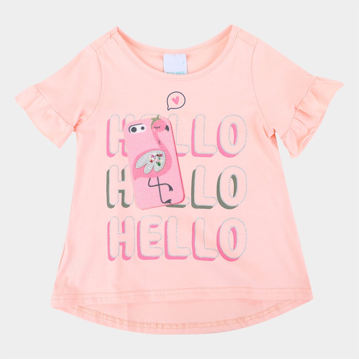 Blusa Infantil Malwee Hello Glitter Feminina - Salmão Menor preço em Blusa Infantil Malwee Hello Glitter Feminina - Salmão