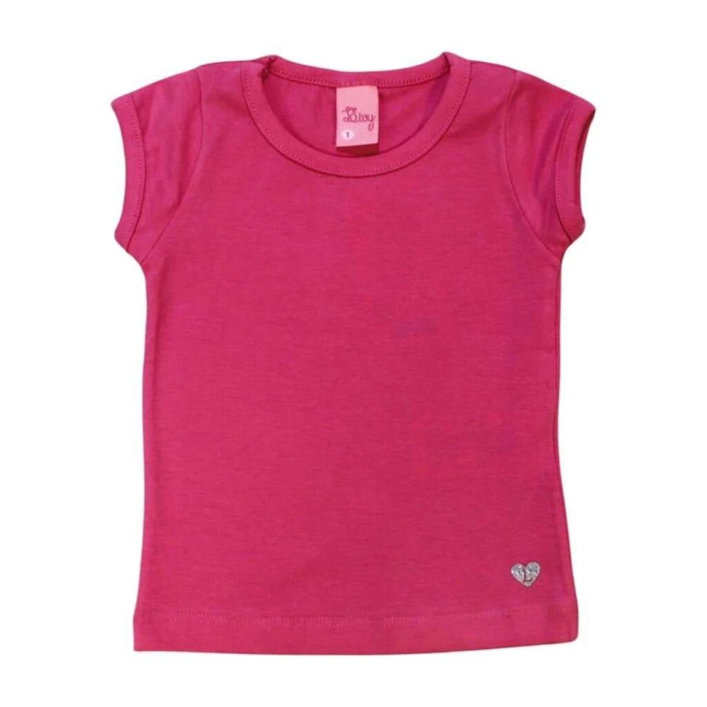 Blusa Infantil Manga Curta Lisa Meninas Algodão 1015 - Livy