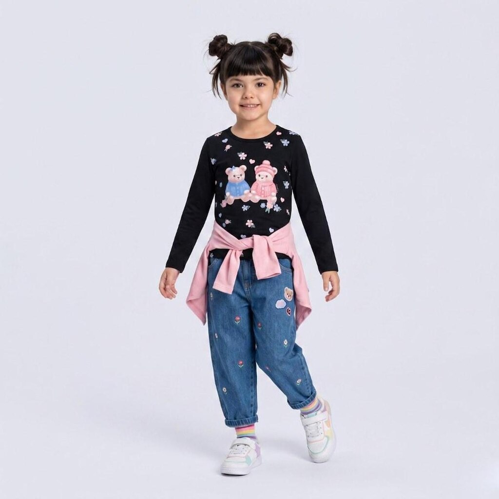 Blusa Infantil Manga Longa Ursinhos Upalôo