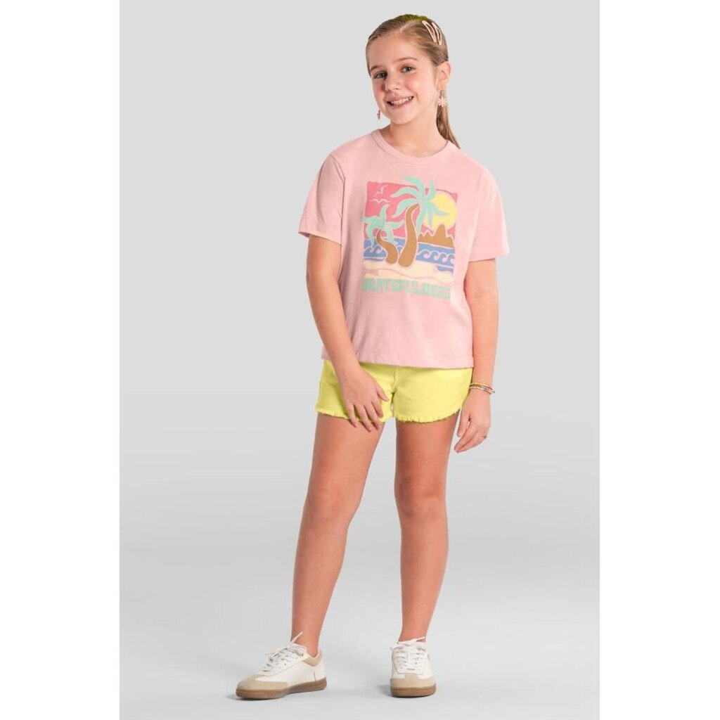 Blusa infantil menina com estampa tropical Brandili