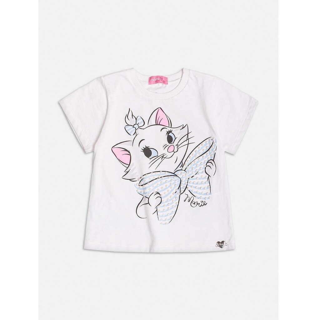 Blusa Infantil Menina Disney Marie Strass Off White Momi
