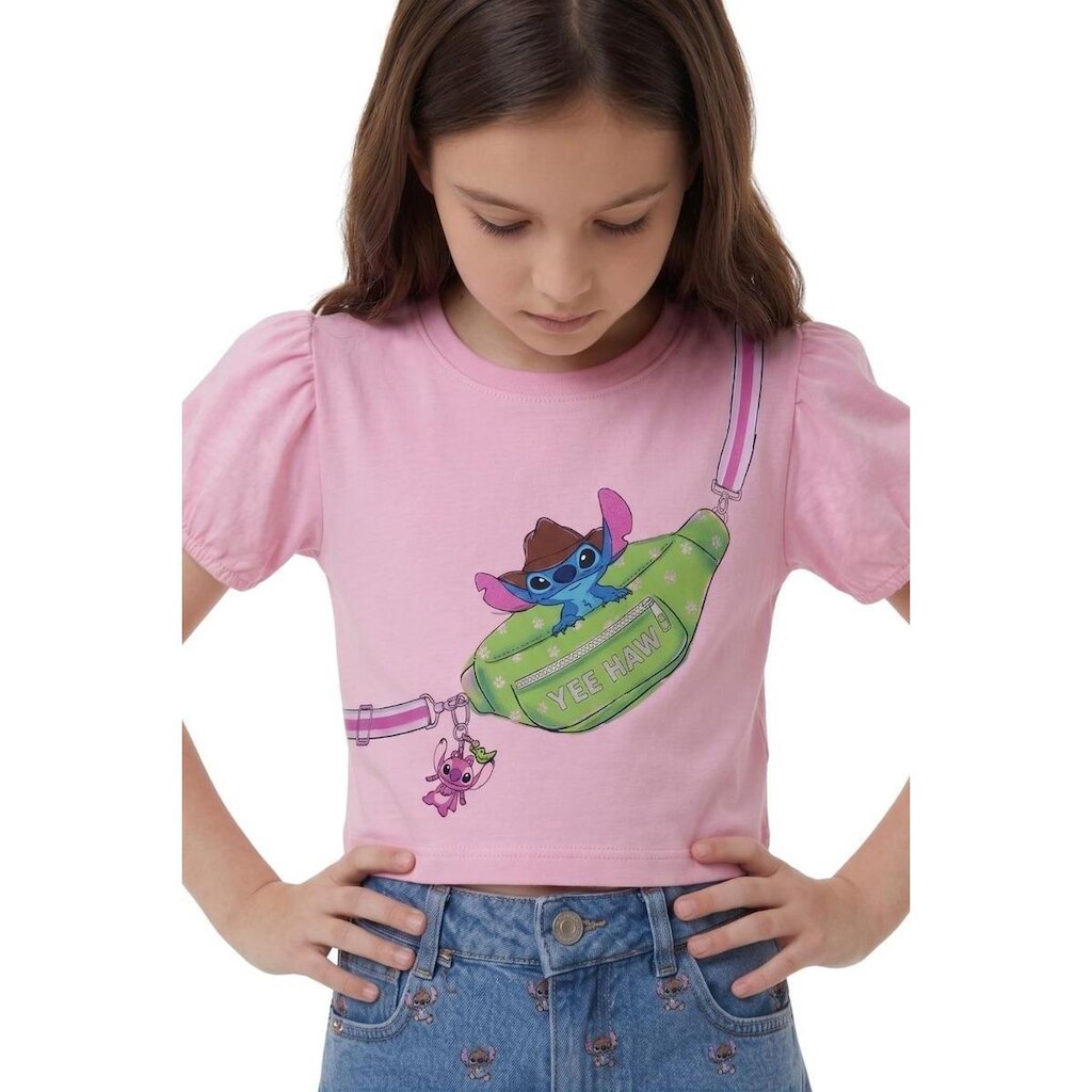 Blusa Infantil Menina Disney Stitch Western Alphabeto