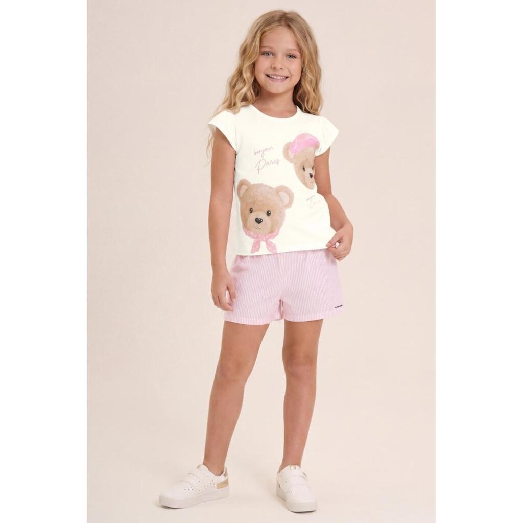 Blusa infantil menina em meia malha de urso Brandili