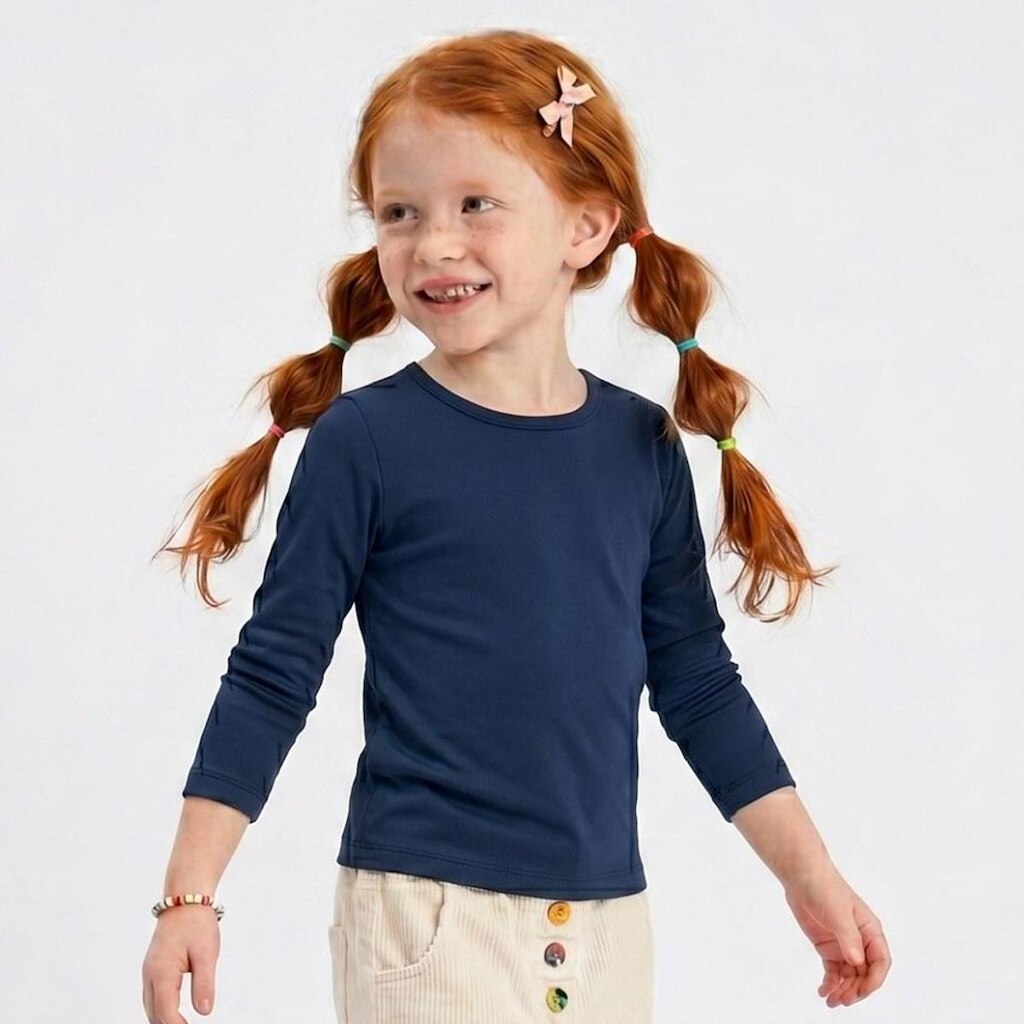Blusa Infantil Menina Manga Longa Básica Lisa Upalôo