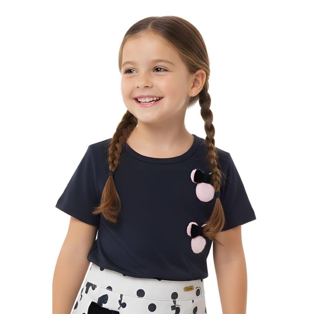 Blusa Infantil Menina Minnie Mouse Poá Disney Relevo Laço