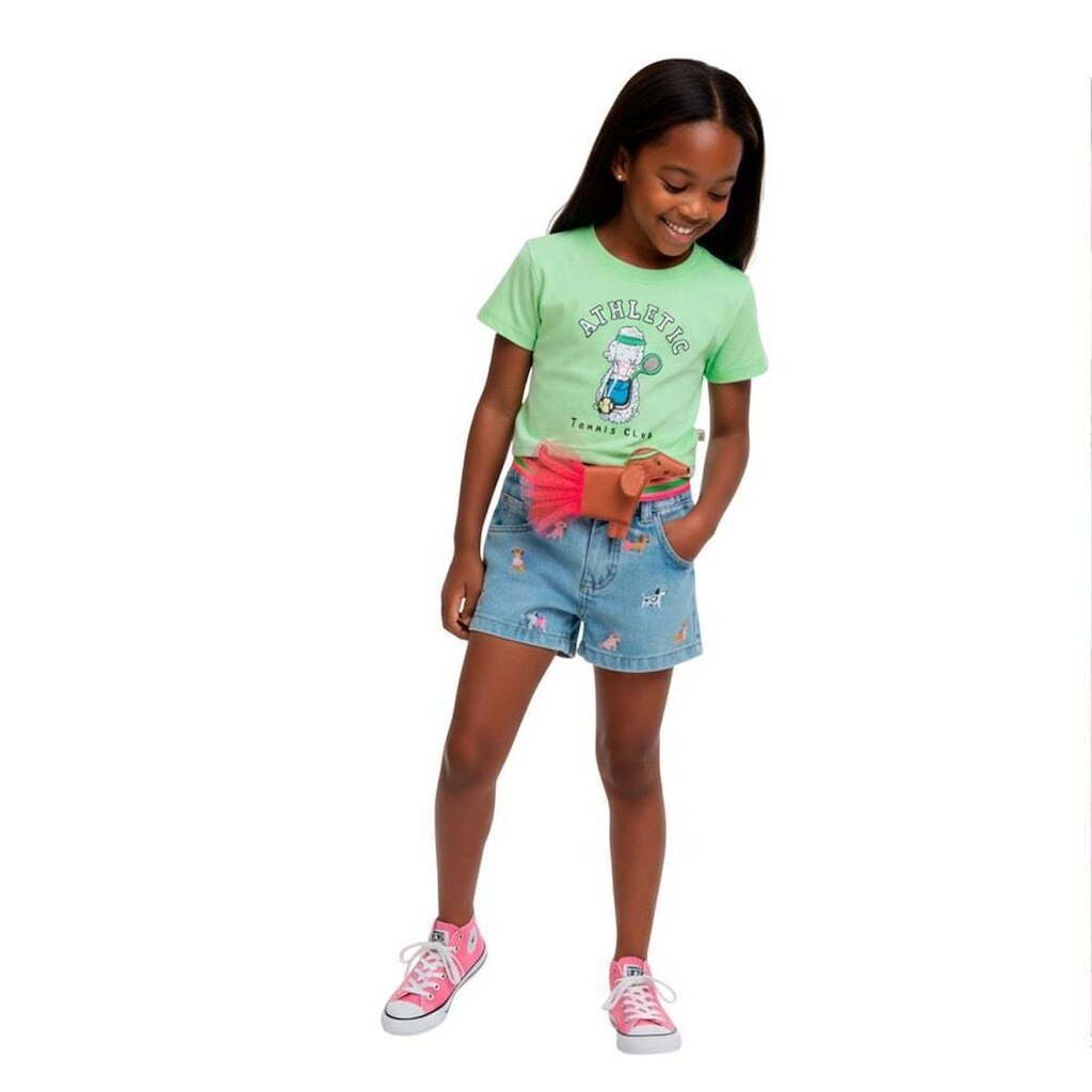 Blusa Infantil Menina Play Tennis Alphabeto Kiwi