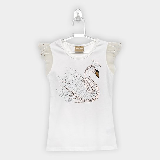 Blusa Infantil Milon Cisne Tule Feminina - Off White