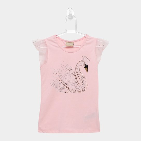 Blusa Infantil Milon Cisne Tule Feminina - Rosa