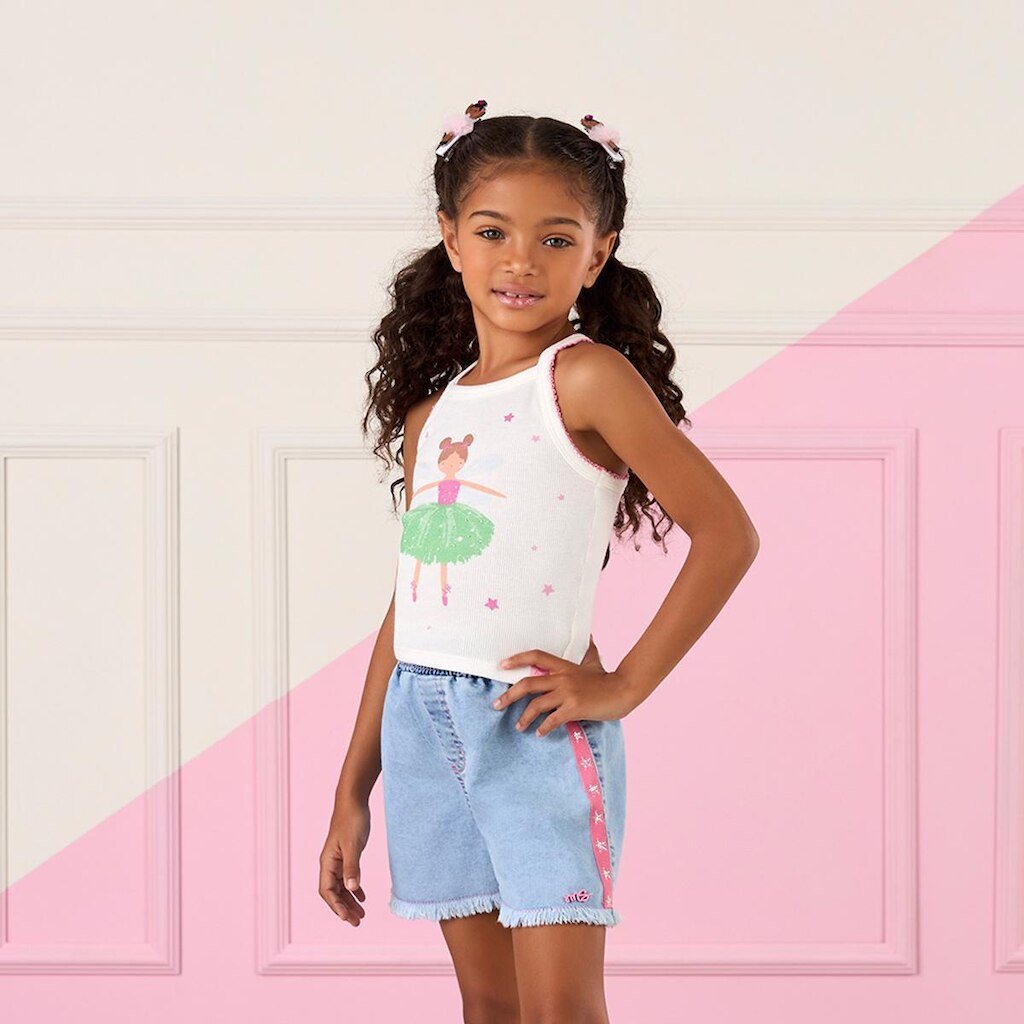 Blusa Infantil Regata Estampada Bailarina Mon Sucré