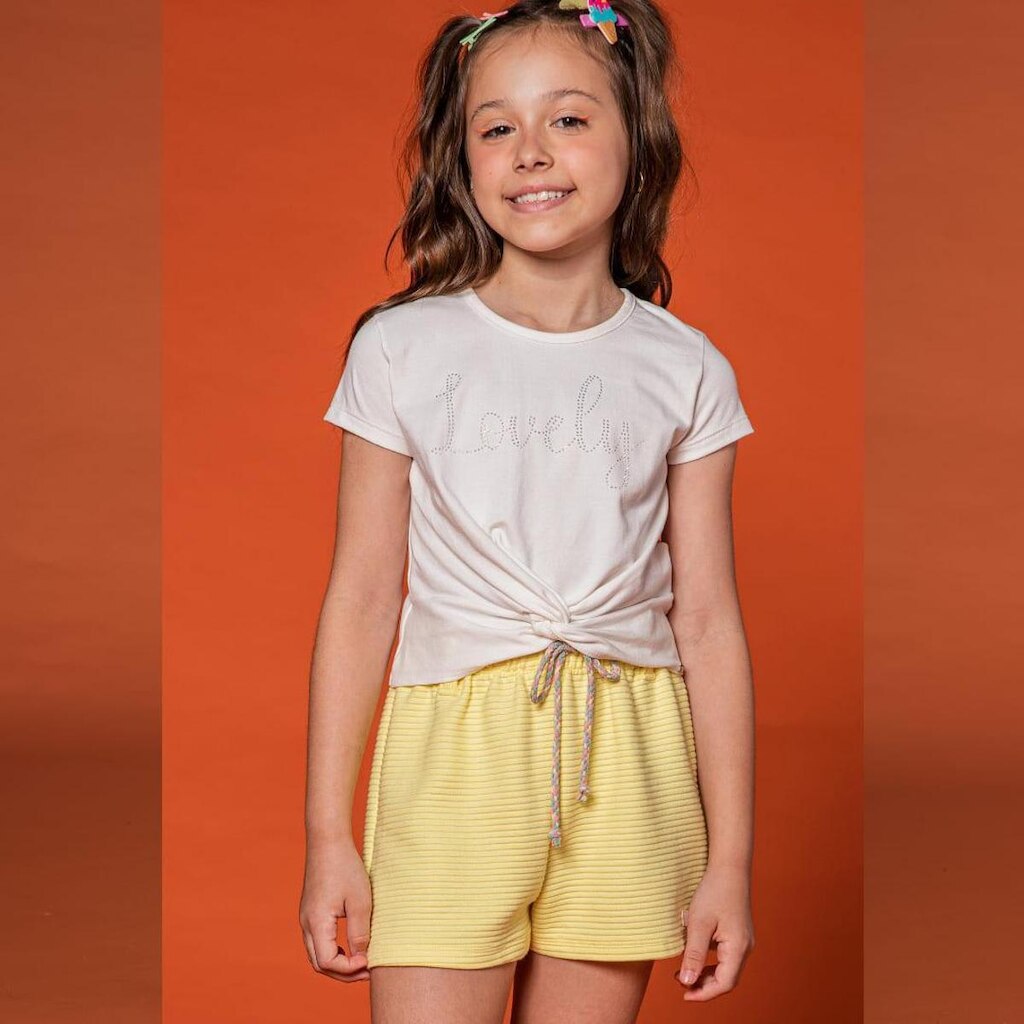 Blusa Infantil Verão Mangas Curtas em Cotton Tam 2 a 14 - Kukiê