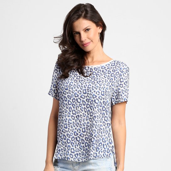 Blusa Iódice Denim Onça - Branco+Azul