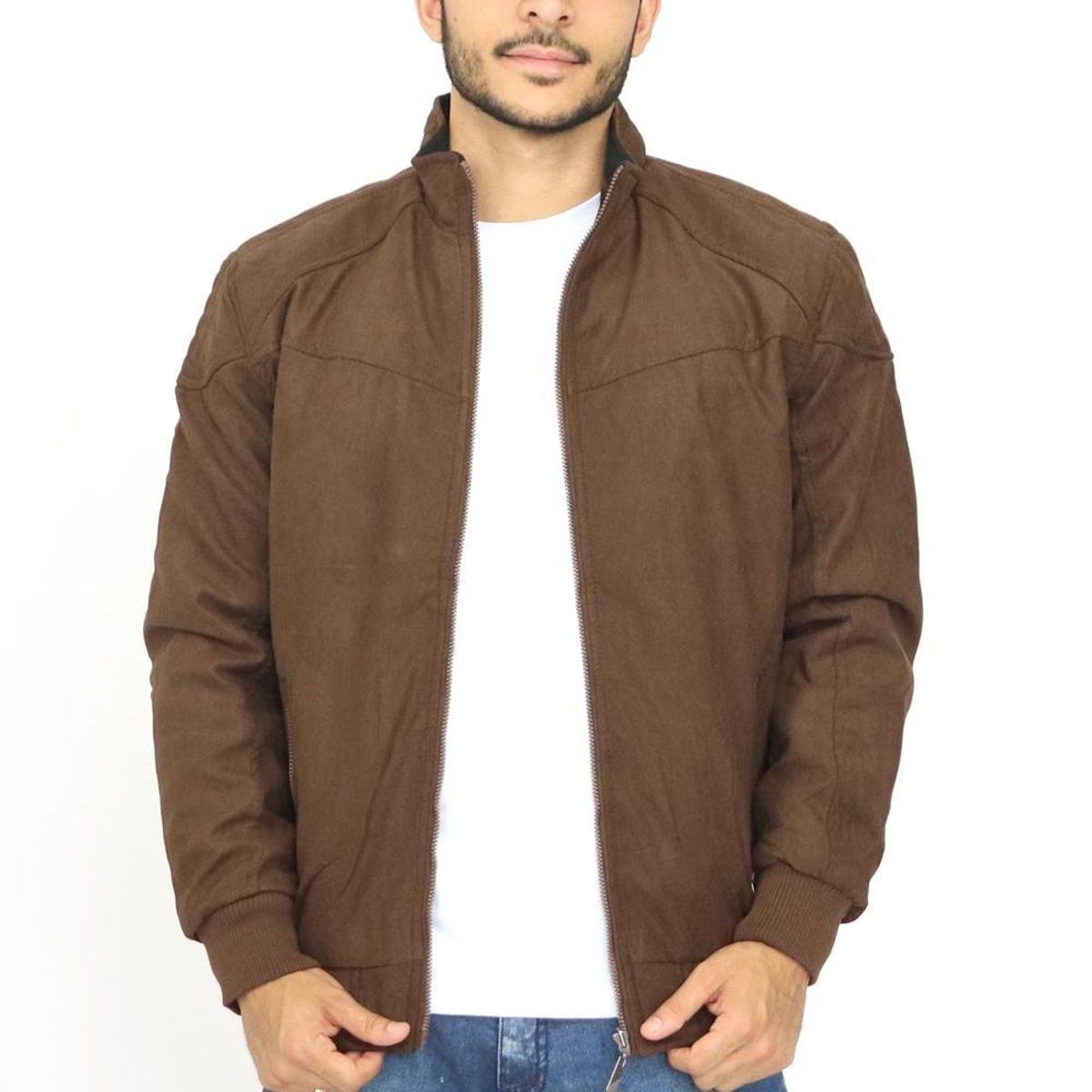 Blusa jaqueta masculina camurça dupla face com bolsos Zattini