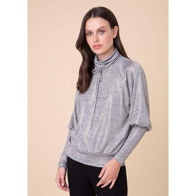 Blusa Jersey Foil Cinza mescla P