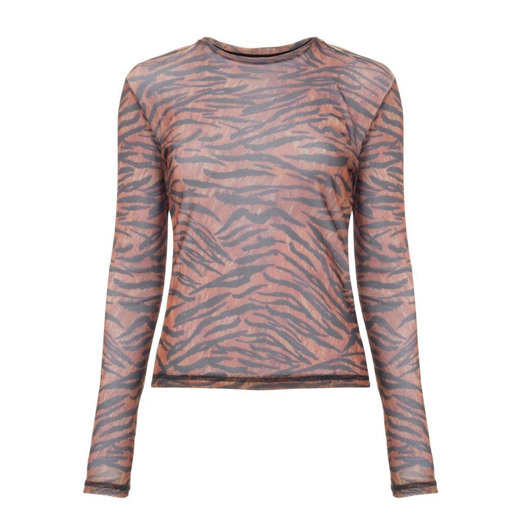 Blusa John John Justa Tule Tiger Manga Longa Feminina