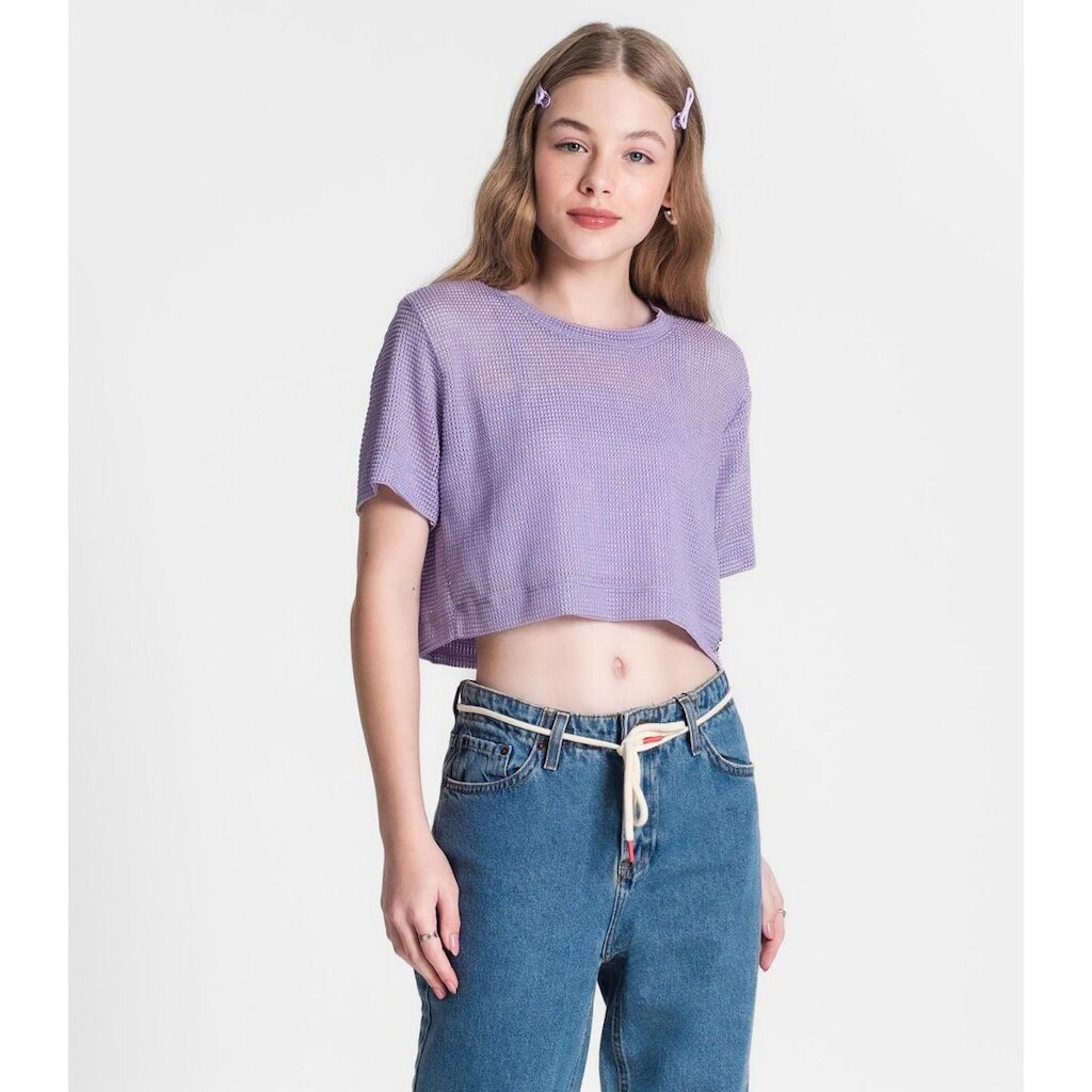 Blusa Juvenil Feminina Com Sobreposição Minty Roxo