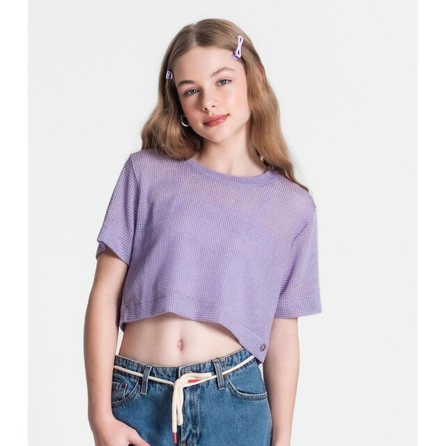 Blusa Juvenil Feminina Com Sobreposição Minty Roxo