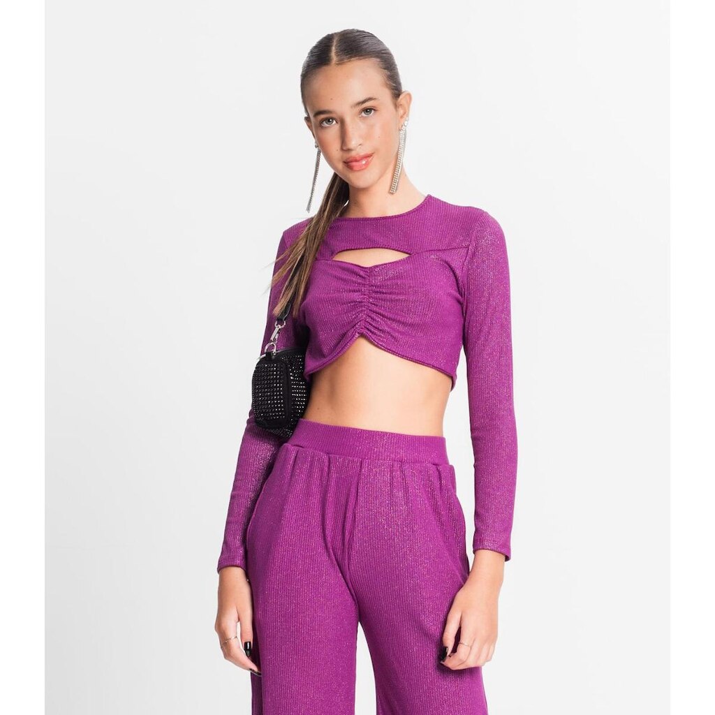 Blusa Juvenil Feminina Em Ribana Canelada Minty Roxo