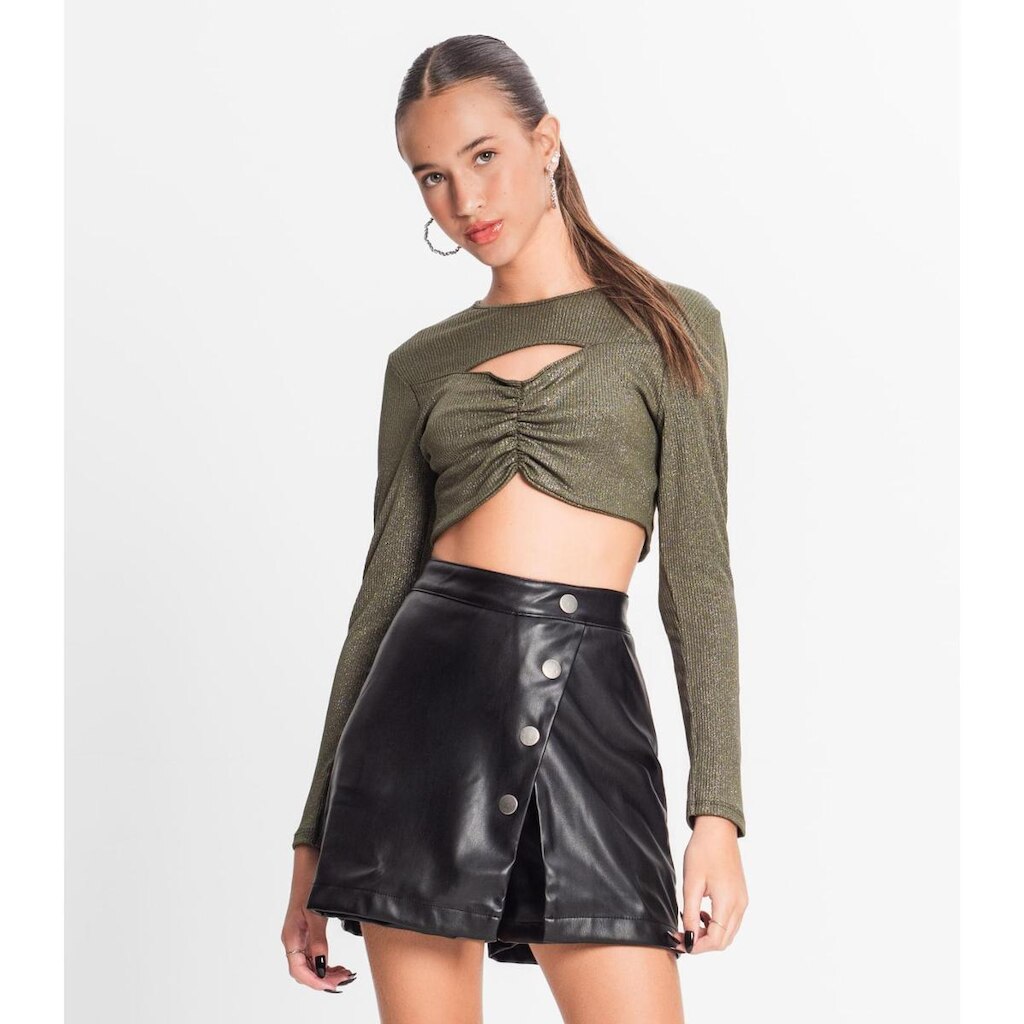 Blusa Juvenil Feminina Em Ribana Canelada Minty Verde