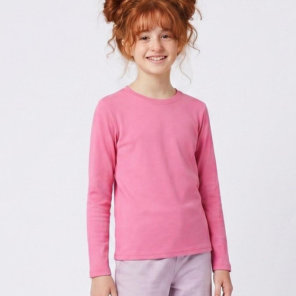 Blusa Juvenil Feminina Manga Longa Básica Lisa Upalôo