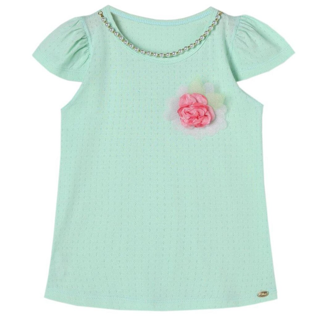 Blusa Juvenil Look Jeans c/ Pérolas Collor Feminino