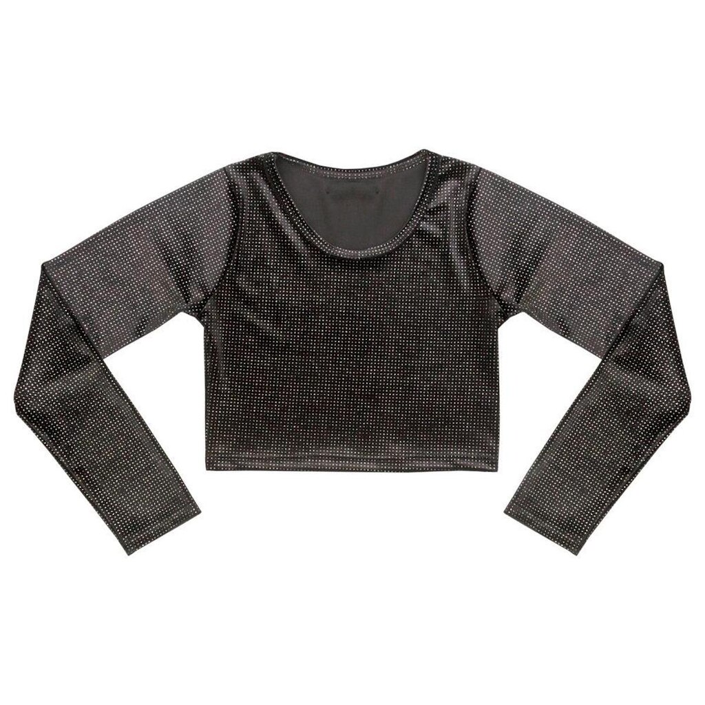 Blusa Juvenil Look Jeans Cropped Preto - PRETO - 12