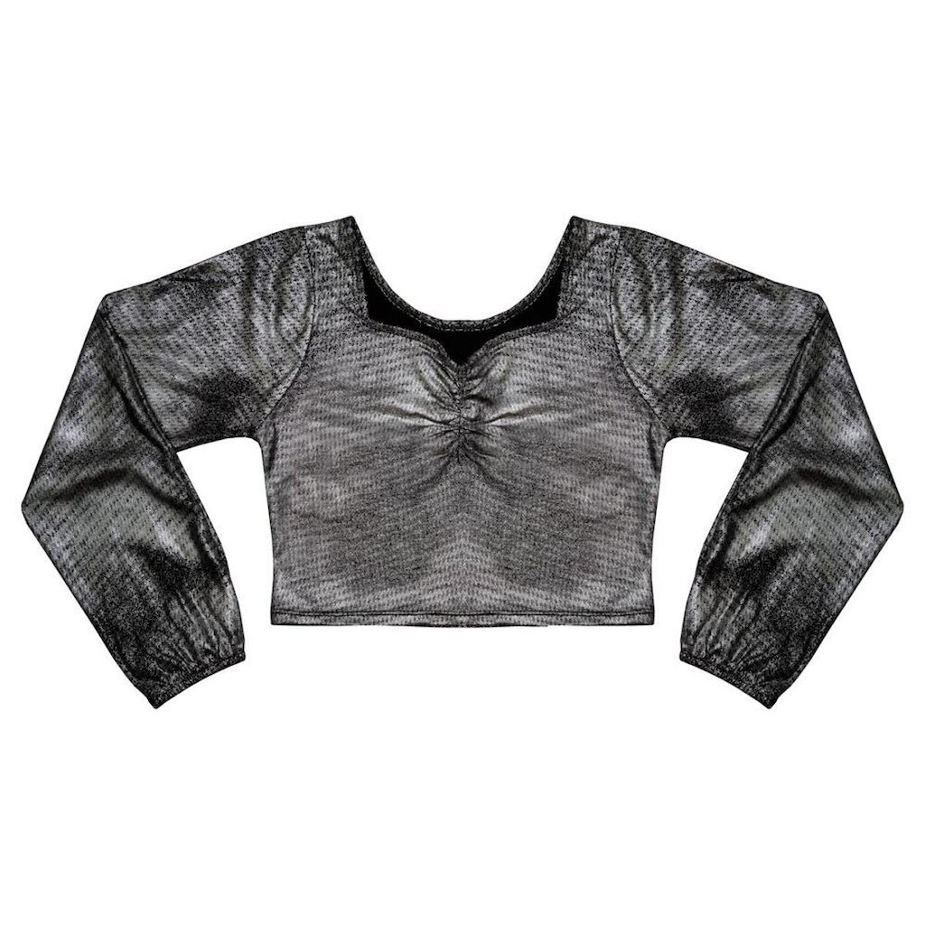 Blusa Juvenil Look Jeans Malha Metalizada - 8 - BEGE