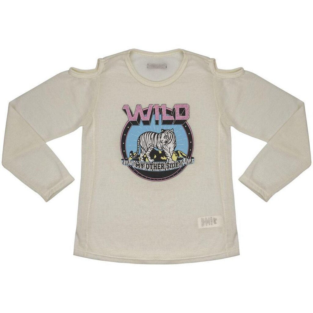 Blusa Juvenil Look Jeans Ombro Aberto Bege - 8 - UNICA