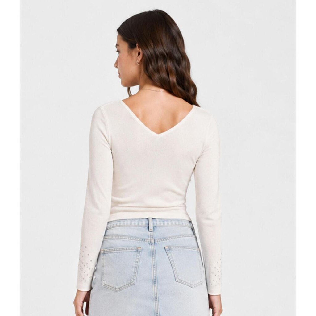 Blusa Juvenil Manga Longa Moletinho Minty Bege