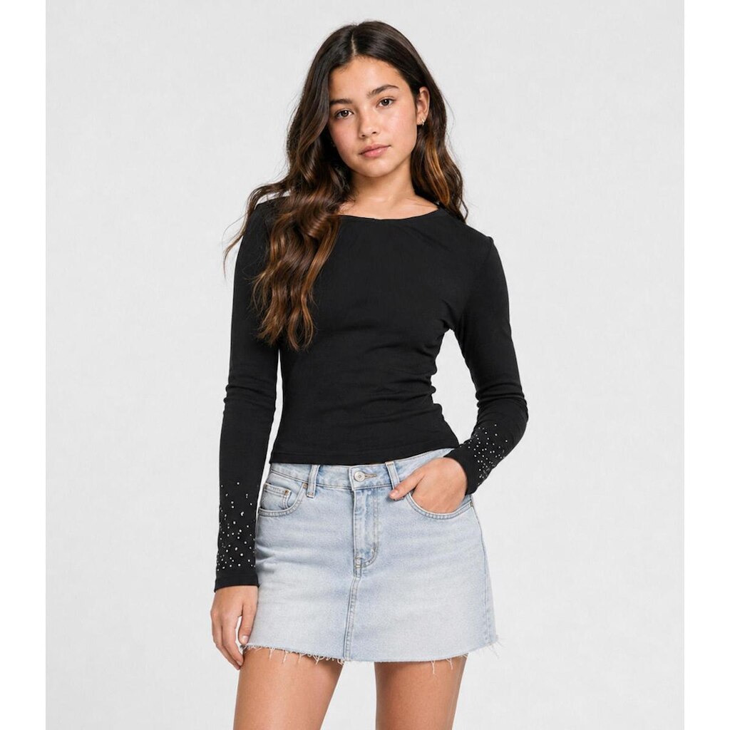 Blusa Juvenil Manga Longa Moletinho Minty Preto