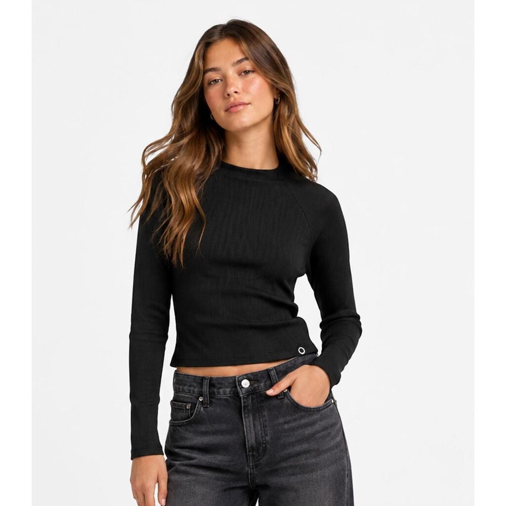 Blusa Juvenil Manga Longa Ribana Minty Preto
