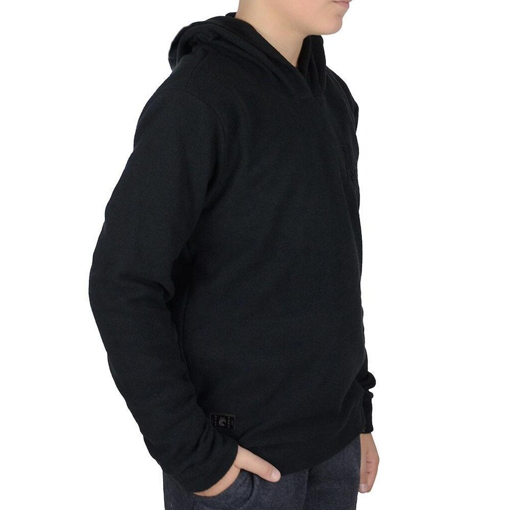 Blusa Juvenil Menino Applicato Fleece Capuz Preta - APT4363