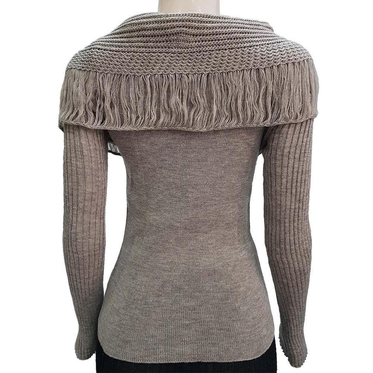 blusa tricot com franja