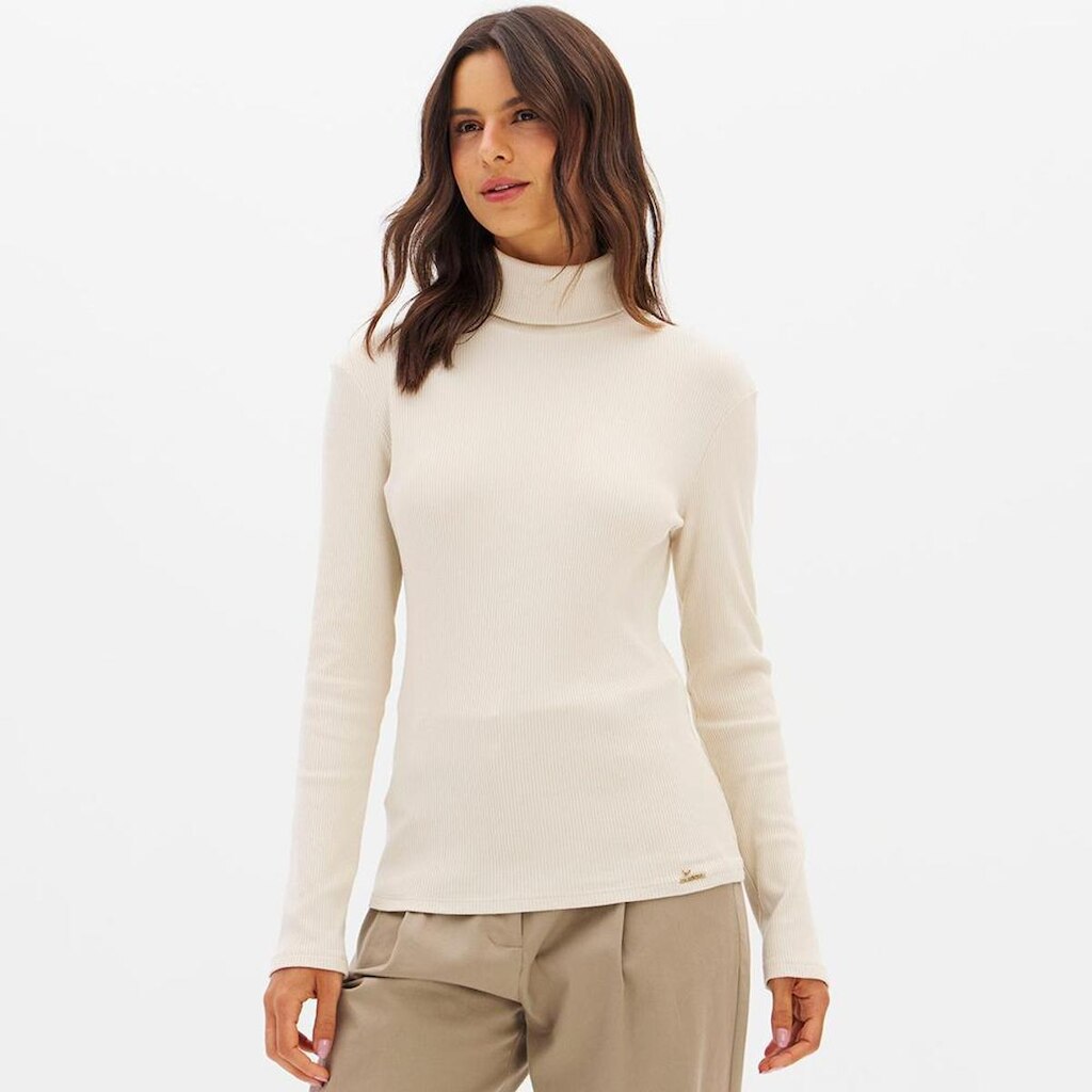 Blusa Lança Perfume Canelada Gola Alta Feminino