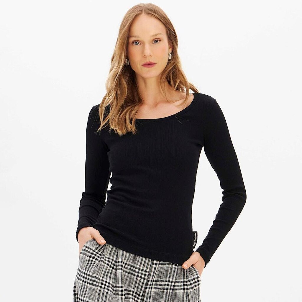 Blusa Lança Perfume Manga Longa Canelada Feminino