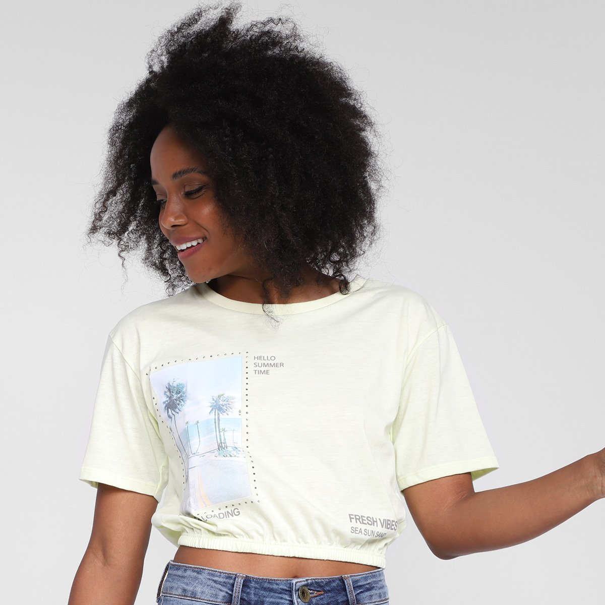 Blusa Lecimar Cropped Feminina - Verde Menor preço em Blusa Lecimar Cropped Feminina - Verde