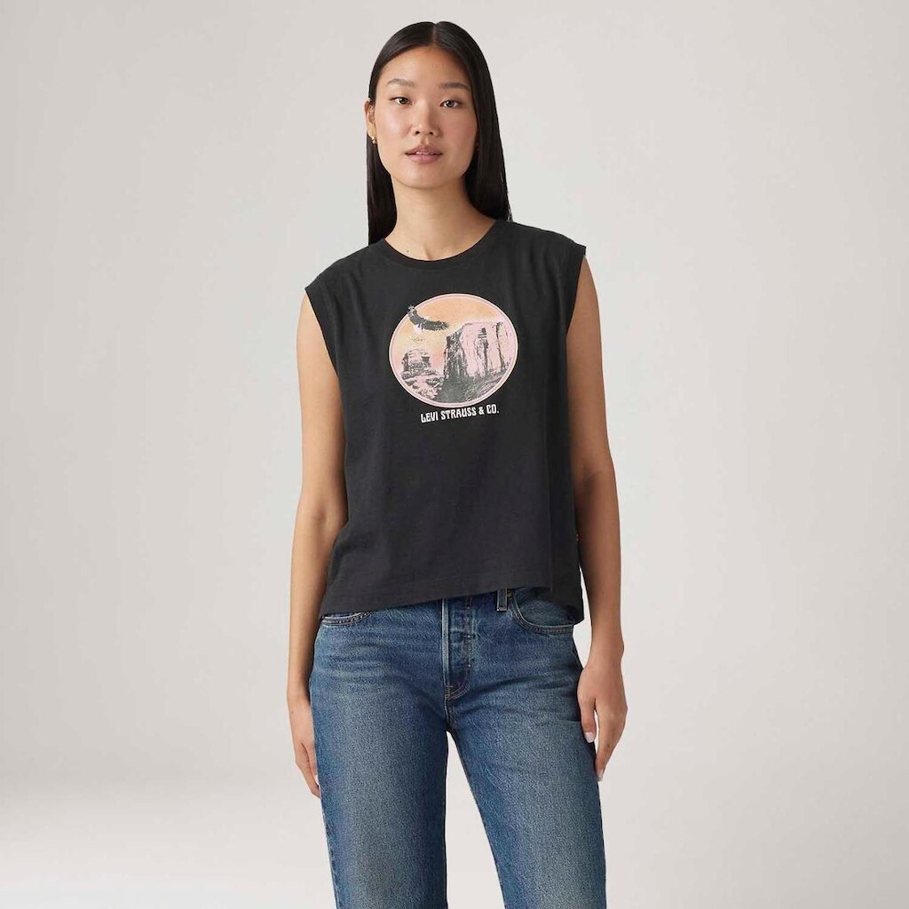 Blusa Levi's Boxy Tank Preto Manga Curta Feminina
