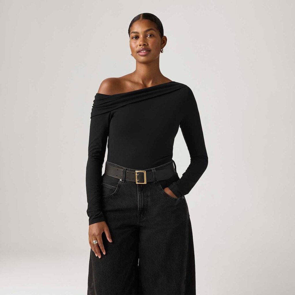 Blusa Levi's Clara Ombro a Ombro Preta Manga Longa Feminina