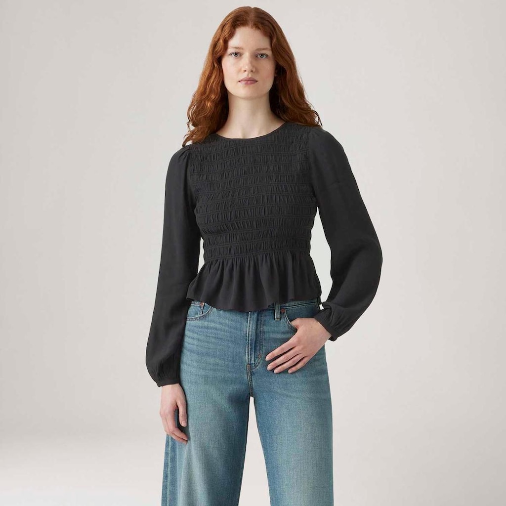 Blusa Levi's Fleur Smocked Preta Manga Longa Feminina