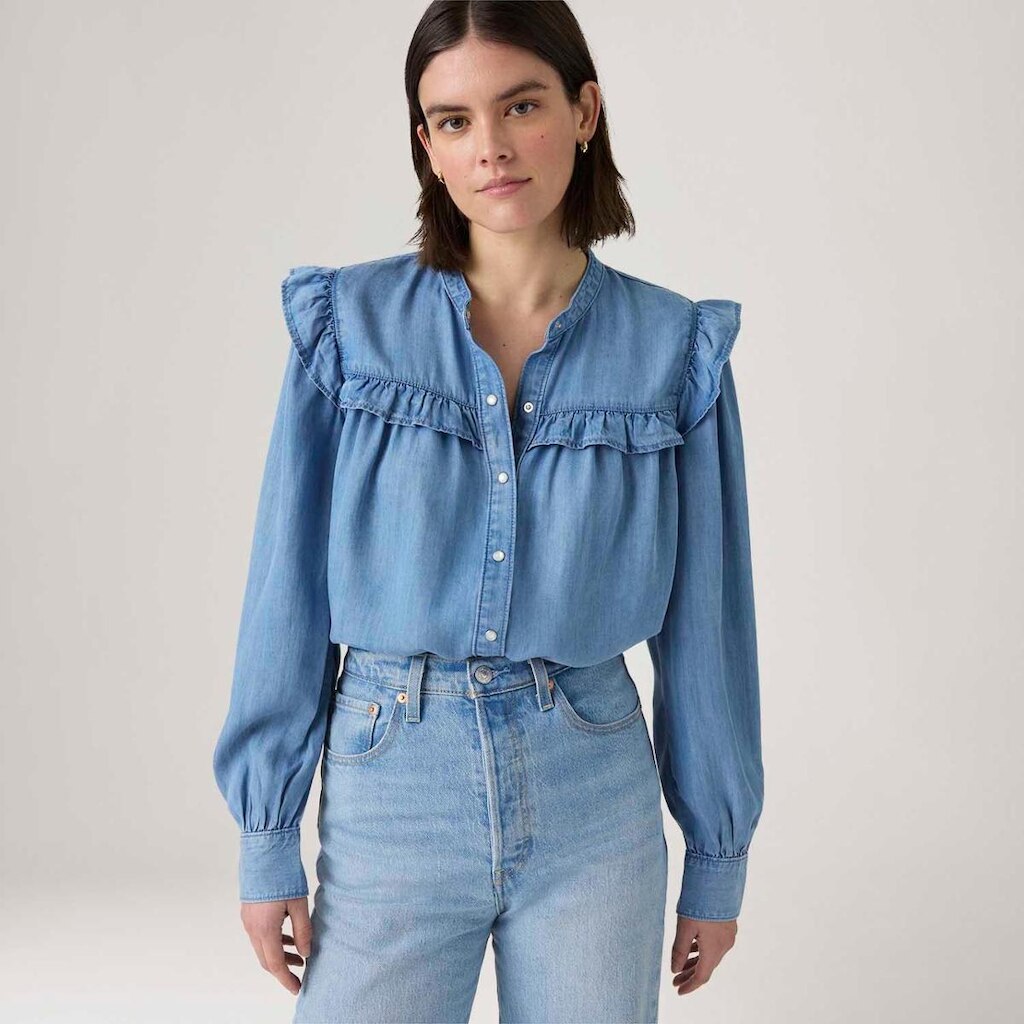 Blusa Levi's Gianna Manga Longa Lavagem Média Feminina
